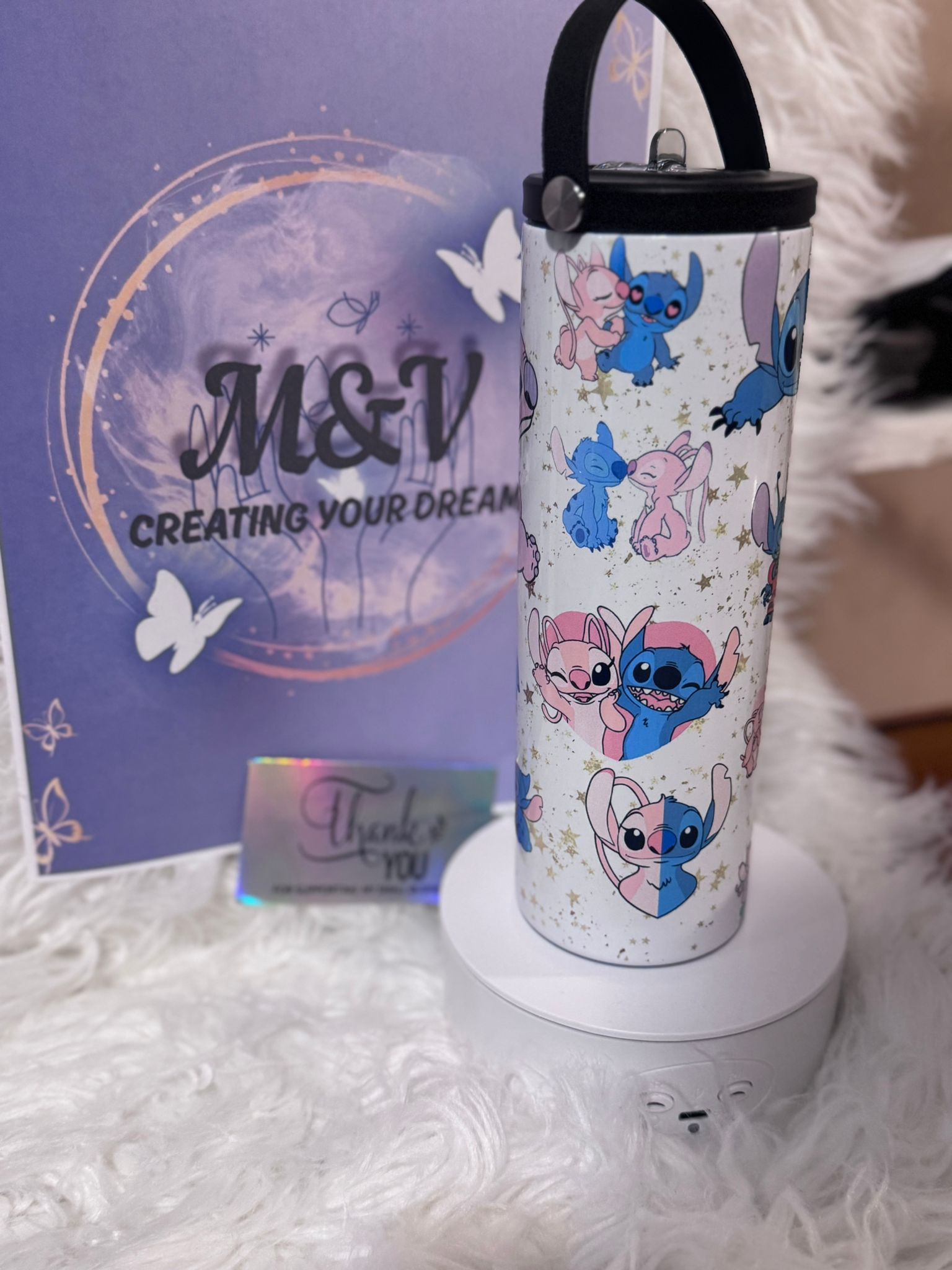 Stitch & Angel Water Bottle